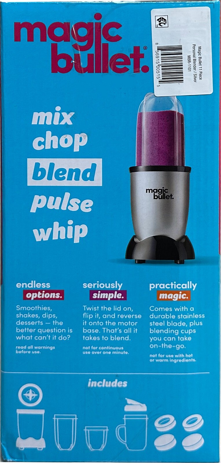 The Magic Bullet 11 Piece Set Blender & Mixer, Small, Silver, Brand New gallery
