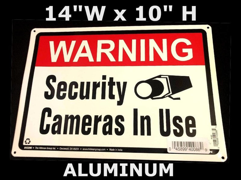 5 USED Warning Security Camera In Use 10x14 Aluminum METAL Yard Sign Video Spy gallery