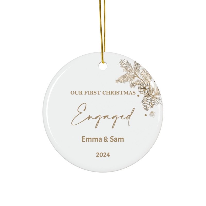 Personalized Engaged Ornament Custom Boho Engagement Gift for Couples with Names gallery