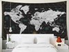 World Map Tapestry Wall Tapestry World 80" L x 60" W Black White 2 gallery