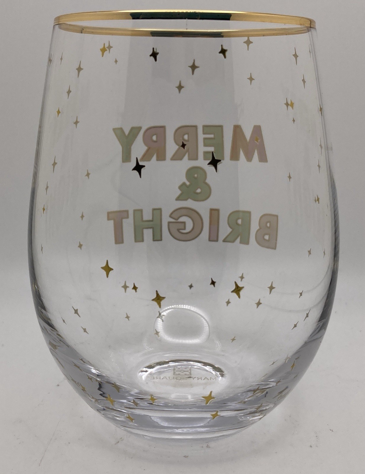Mary Square Christmas Merry and Bright Stemless Wine Glass, 8 oz gallery
