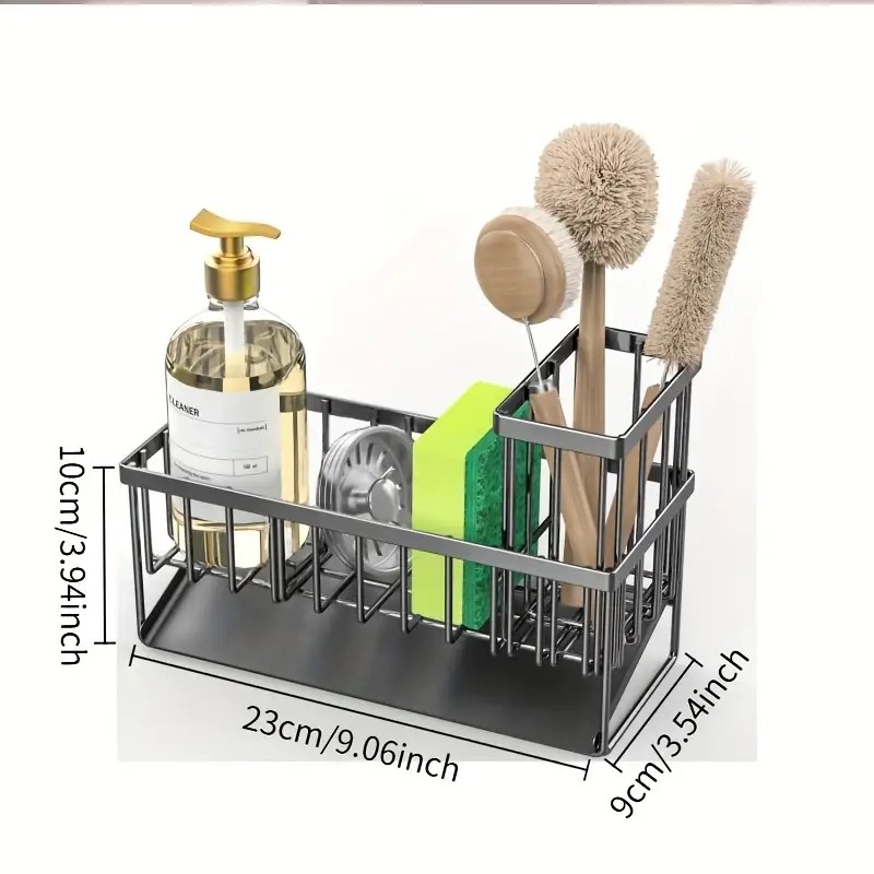 Stainless Steel Kitchen Sink Sponge Organizer Rack with Chopsticks Towel Holder gallery