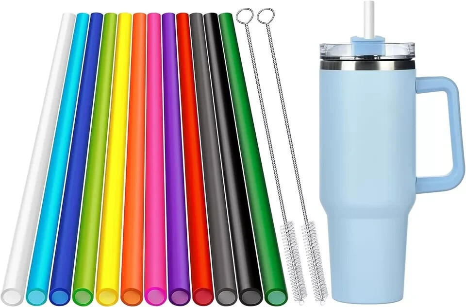 12 Pack Color Replacement Straws for Stanley 40 oz Tumbler, 12 inch Reusable Str gallery