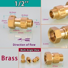 Non-Return Valve Brass Valve Sizes 1/2″ 3/4″ 1″ Male / Female BSP One Way