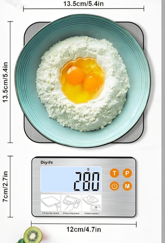 Rechargeable Digital Kitchen Food Scale 33lb Split Display Stainless Steel. NEW! gallery