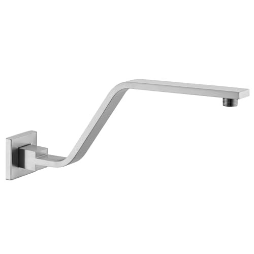 16 Inch S Shape Shower Head Arm, Square Wall Mounted Shower Arm Brushed Nickel gallery