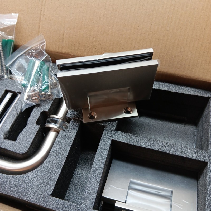 Shower Door Hardware Kit, Includes Shower Door Hinges and Handle, Glass Clamp gallery