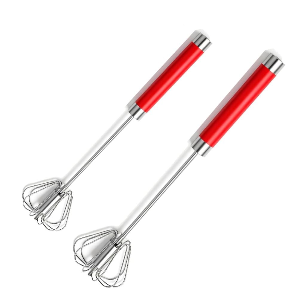 Stainless Steel Semi-Automatic Egg Whisk Set, 2PCS Hand Push Rotary Manual Mi... gallery