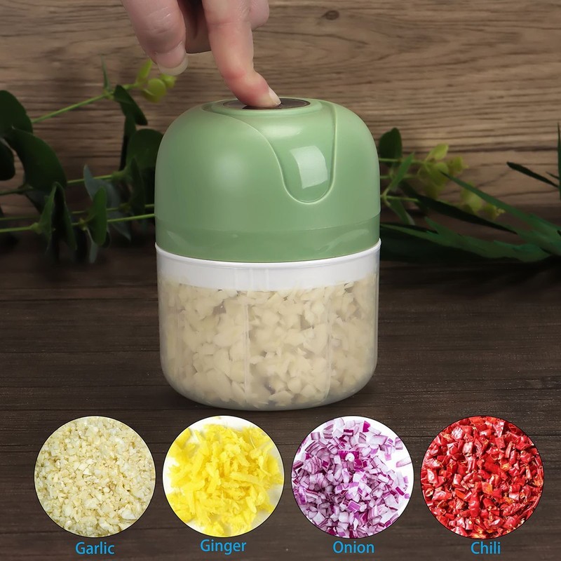 250ML+100ML Mini Electric Garlic Press Chopper Chili Onion Fruits Meat Mincer gallery