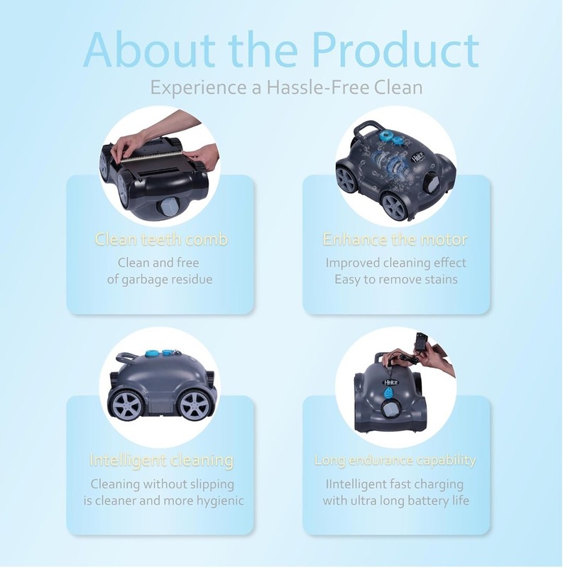 Cordless Robotic Pool Cleaner,Automatic Pool Vacuum Robot up to 2153 sq ft Black gallery