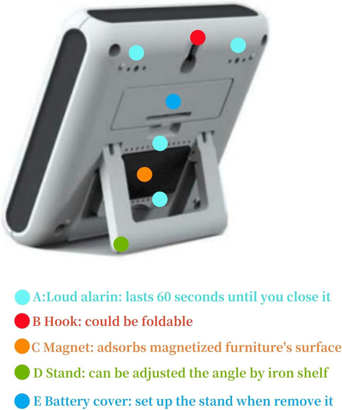 Magnetic Digital Clock for Kitchen - Timer with Alarm, 12/24 Hours, Big Screen, gallery