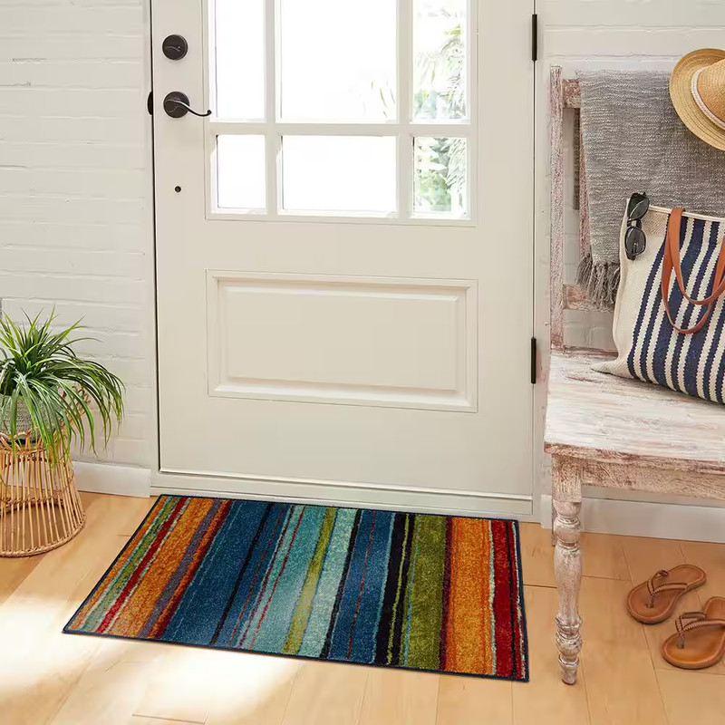 Rainbow Multi 2 Ft. X 3 Ft. Machine Washable Striped Area Rug gallery