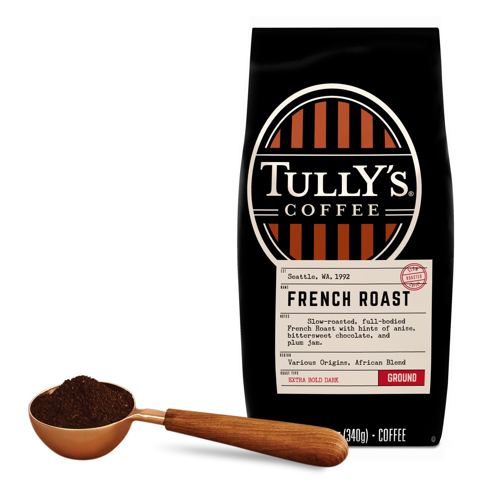 Tully's Coffee French Roast, Ground Coffee, Dark Roast, Bagged 12oz (Pack of 3) gallery