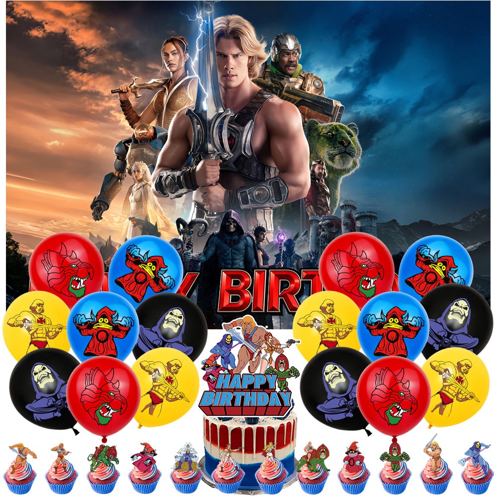He-Man Party Supplies Set Balloons Cake Toppers Banner Birthday Decor gallery
