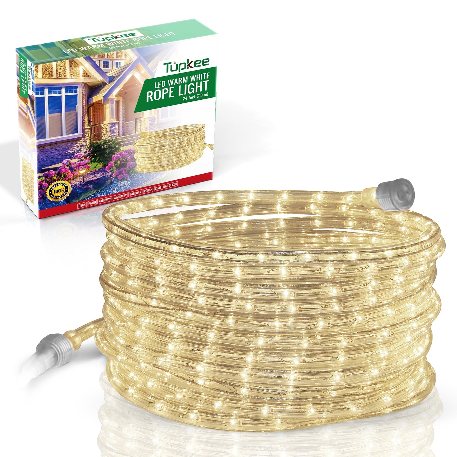 Tupkee LED Rope Light Warm-White - 24 Feet, for Indoor and Outdoor Tube Lights gallery