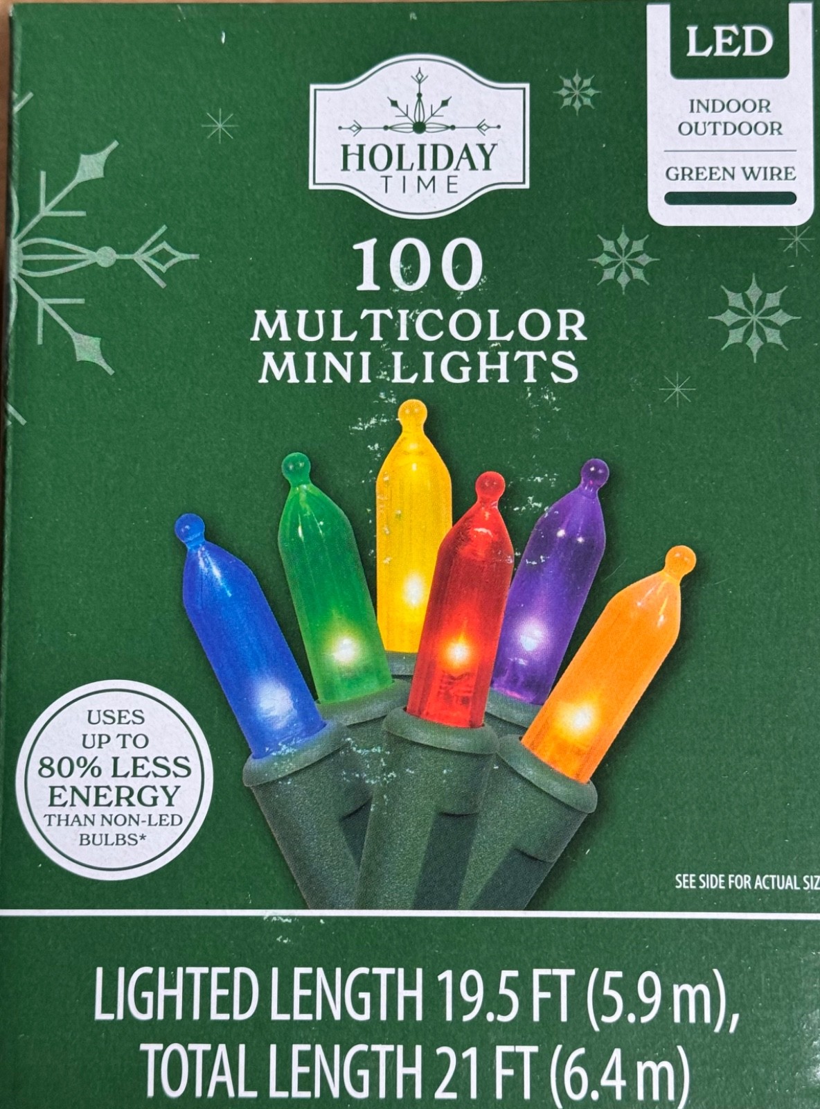 Holiday Time 100-Count Multicolor LED Mini Christmas Lights GREEN Wire NEW gallery