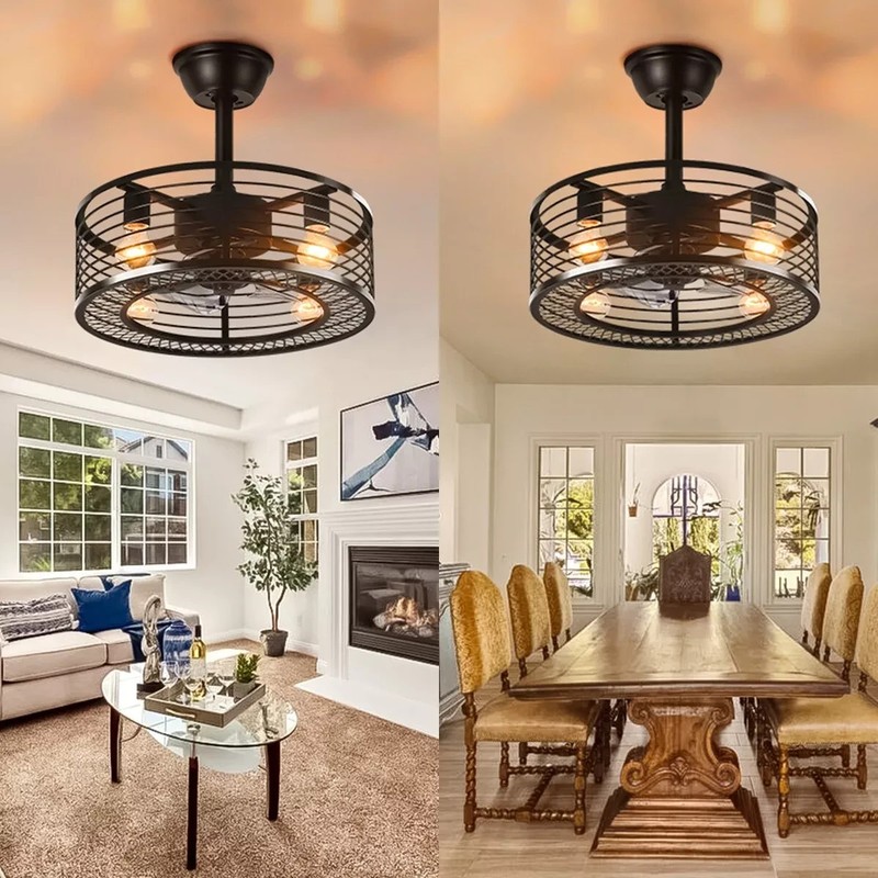 Modern 6-Speed Ceiling Fan Reverse Blades Chandelier 4-Light Pendant Lamp+Remote gallery