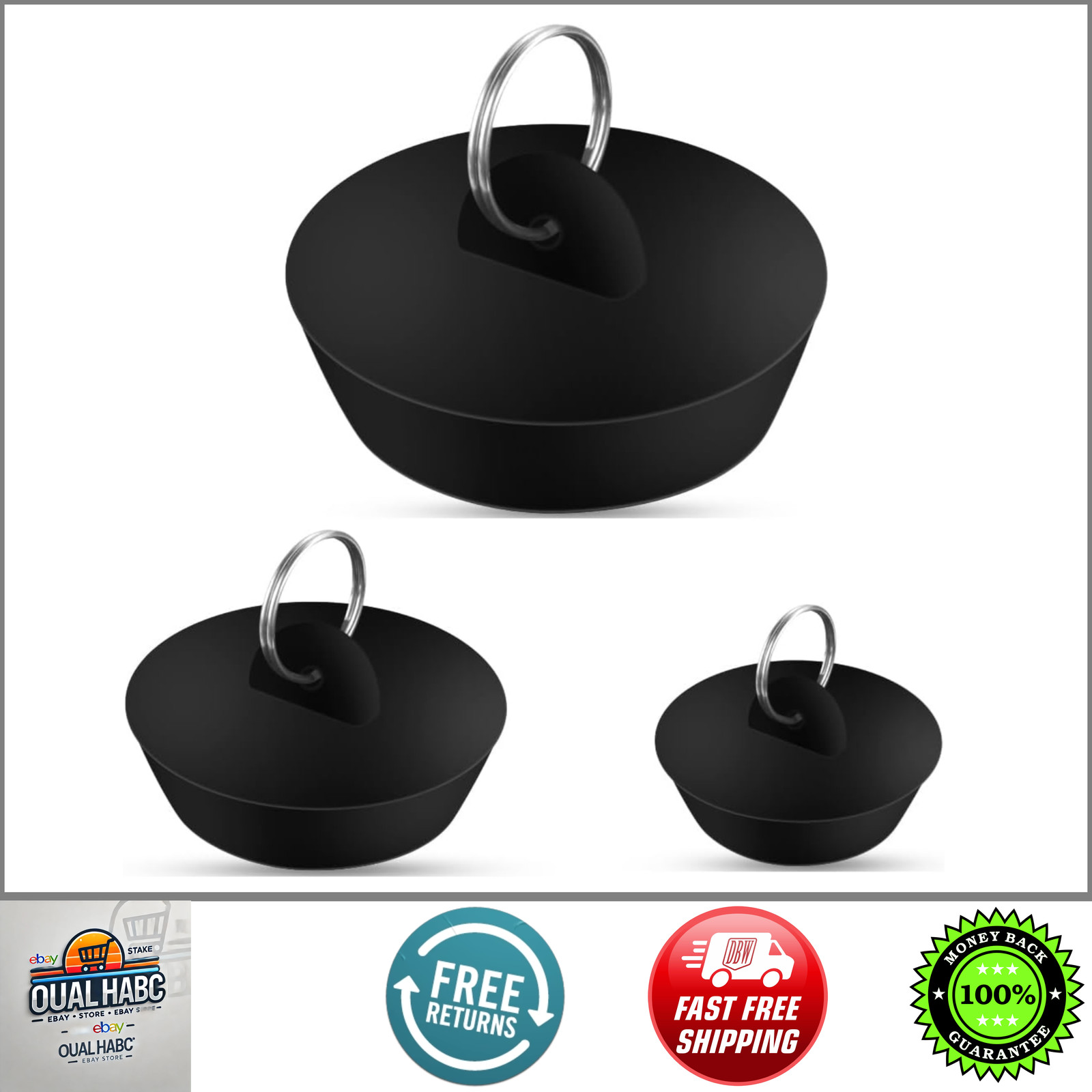 3 Pieces Drain Stopper Tub Stopper for Kitchen Bathroom Bar Rubber Bathtub Sink gallery