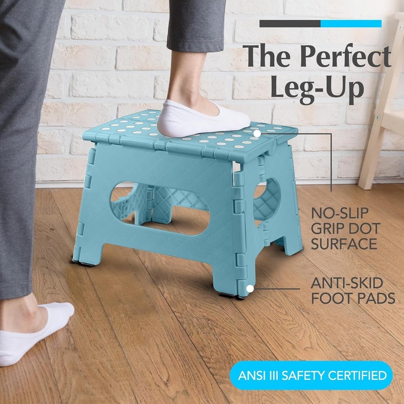 Compact 2-Pack Teal Folding Step Stool - Lightweight & Versatile for All Rooms gallery