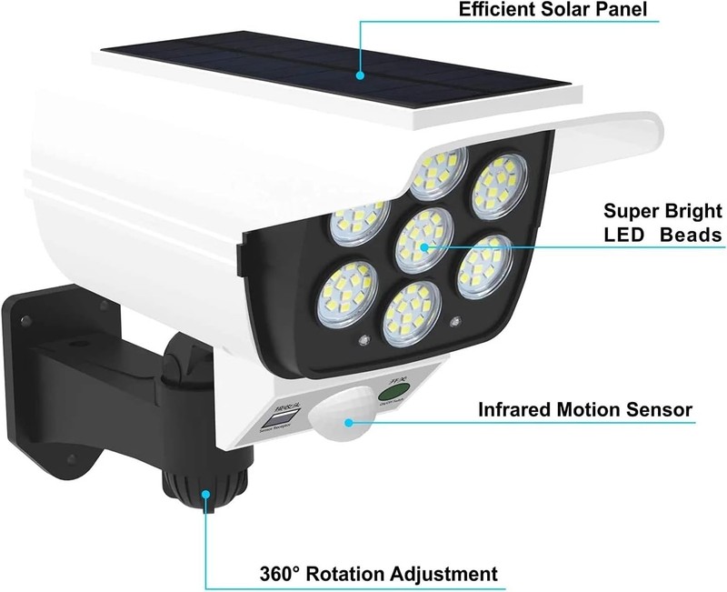 Solar Motion Sensor Wall Light Outdoor Garden Wireless 77 LED Security Spotlight gallery