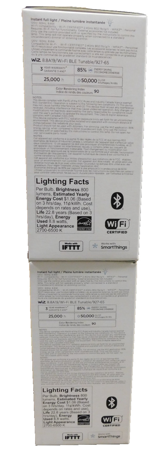 WIZ LED 800lm Warm Cool WiFi Connected Bulbs-6 Count Smart Lighting gallery