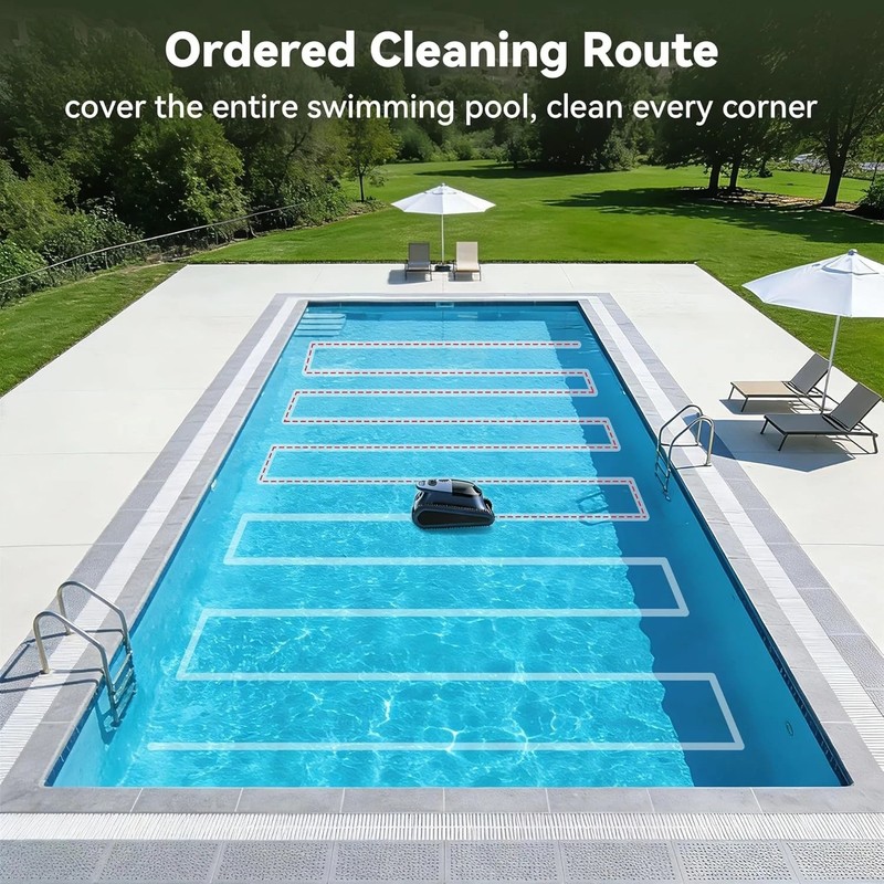 Seauto Cordless Robotic Pool Vacuum Wall- Waterline Scrubbing 180Min App Support gallery