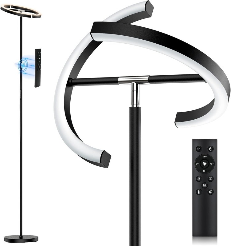 LED Floor Lamp - Rotatable Standing Lamp with Touch & Remote Control, 3000-60... gallery