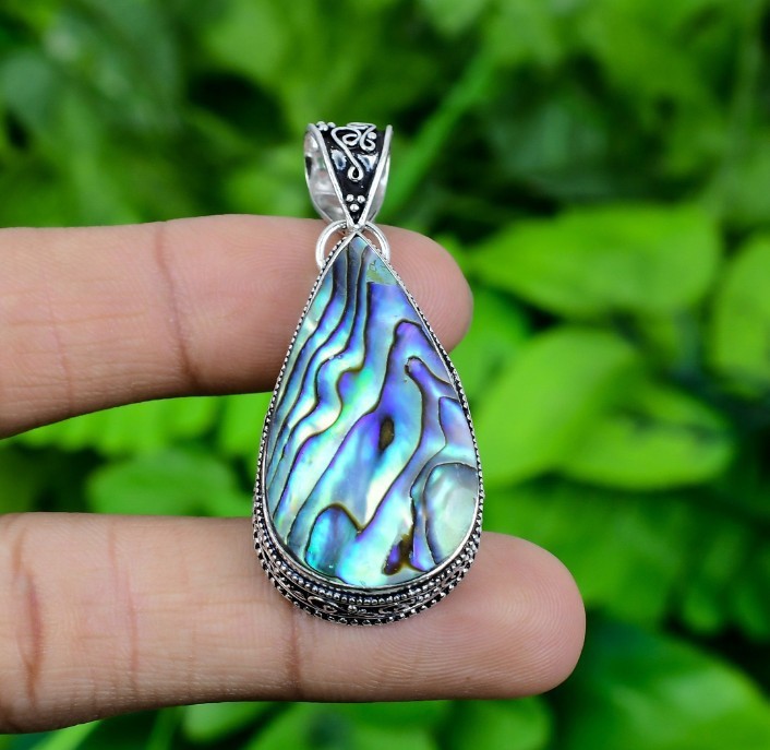 Abalone Shell Pendant 925 Sterling Silver Pendant Rainbow Abalone Shell Pendant gallery