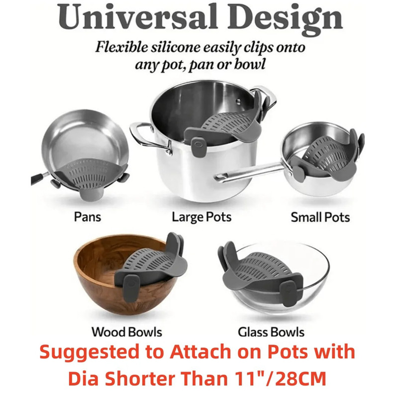 1 pc Adjustable Clip-On Pot Strainer Fits Pots Pans and Bowls Kitchen Tool gallery