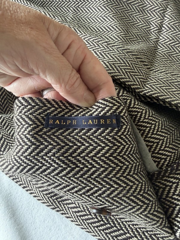 Ralph Lauren Pair Wool Blend Herringbone Pillow Shams 22x28 Brown Beige Designer gallery