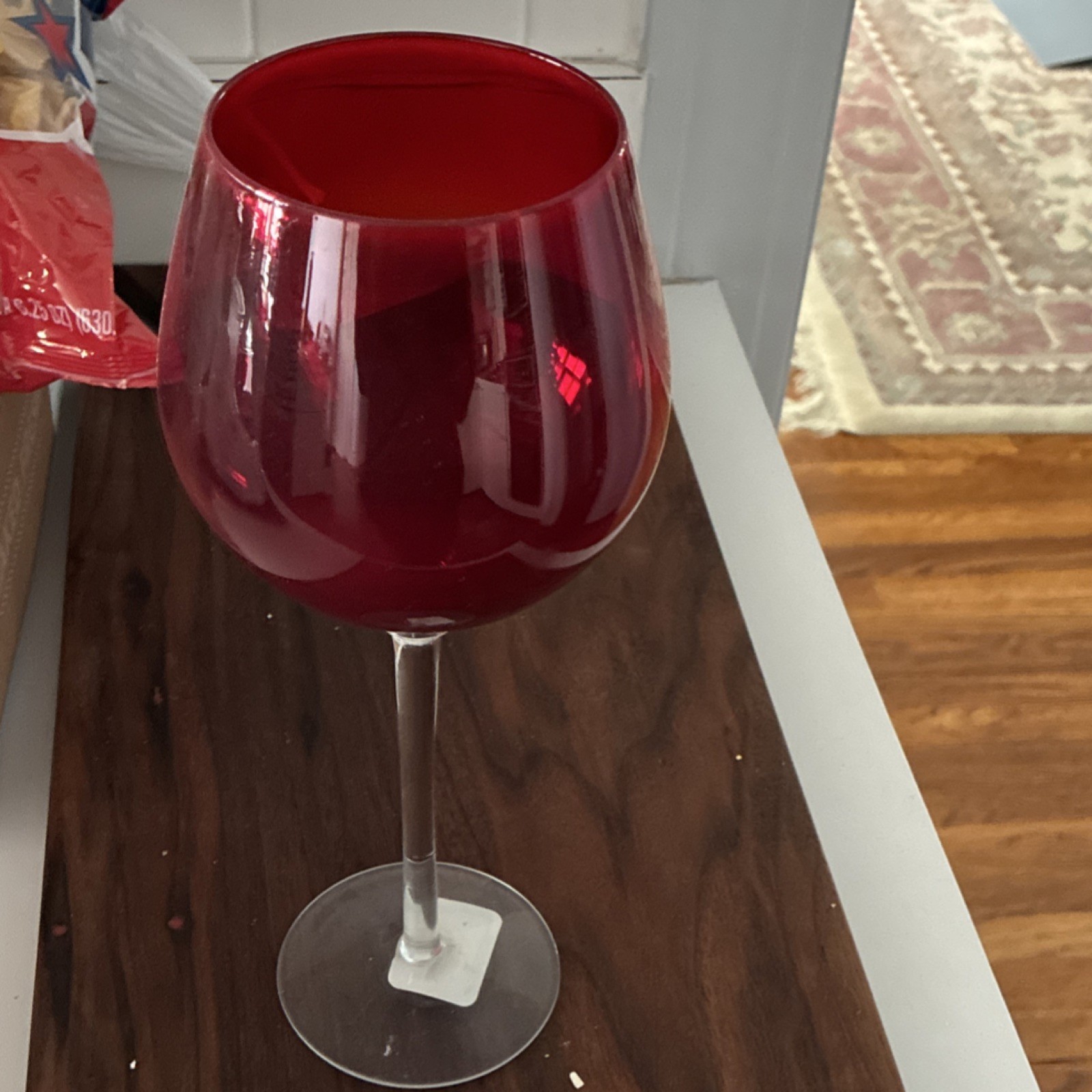 Red & Clear Round Wine Glass, Solid Contemporary Glass, Hand Wash Only gallery