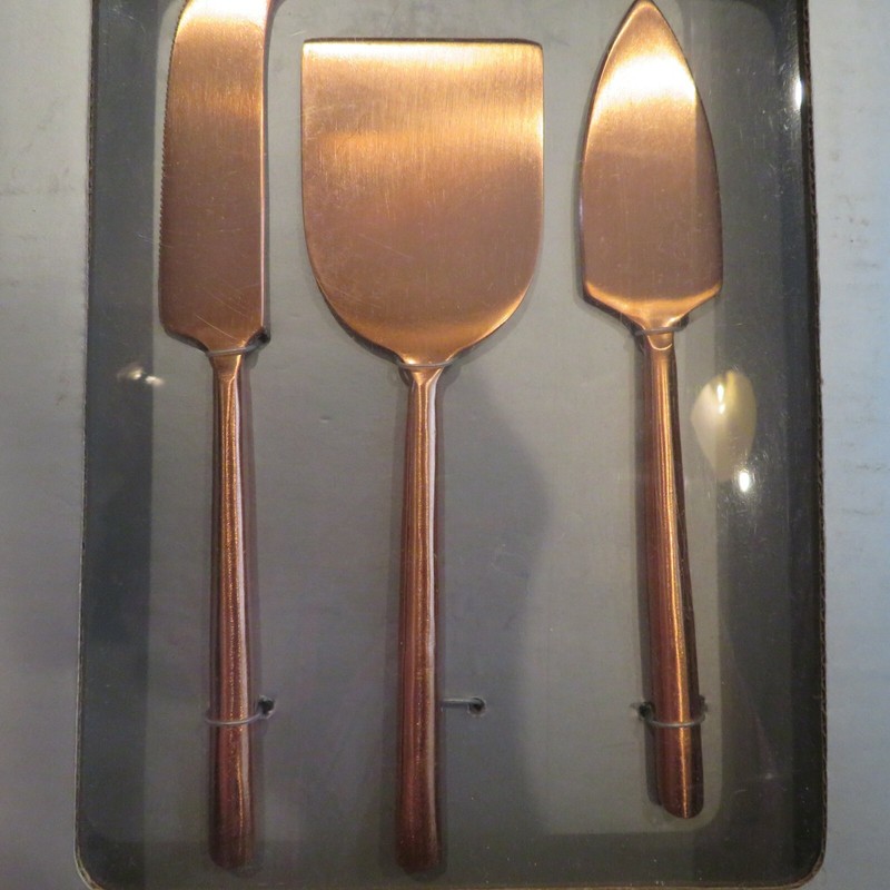 Be Home Matte Copper Plated Cheese Knife Server Set of Three NEW $48 gallery