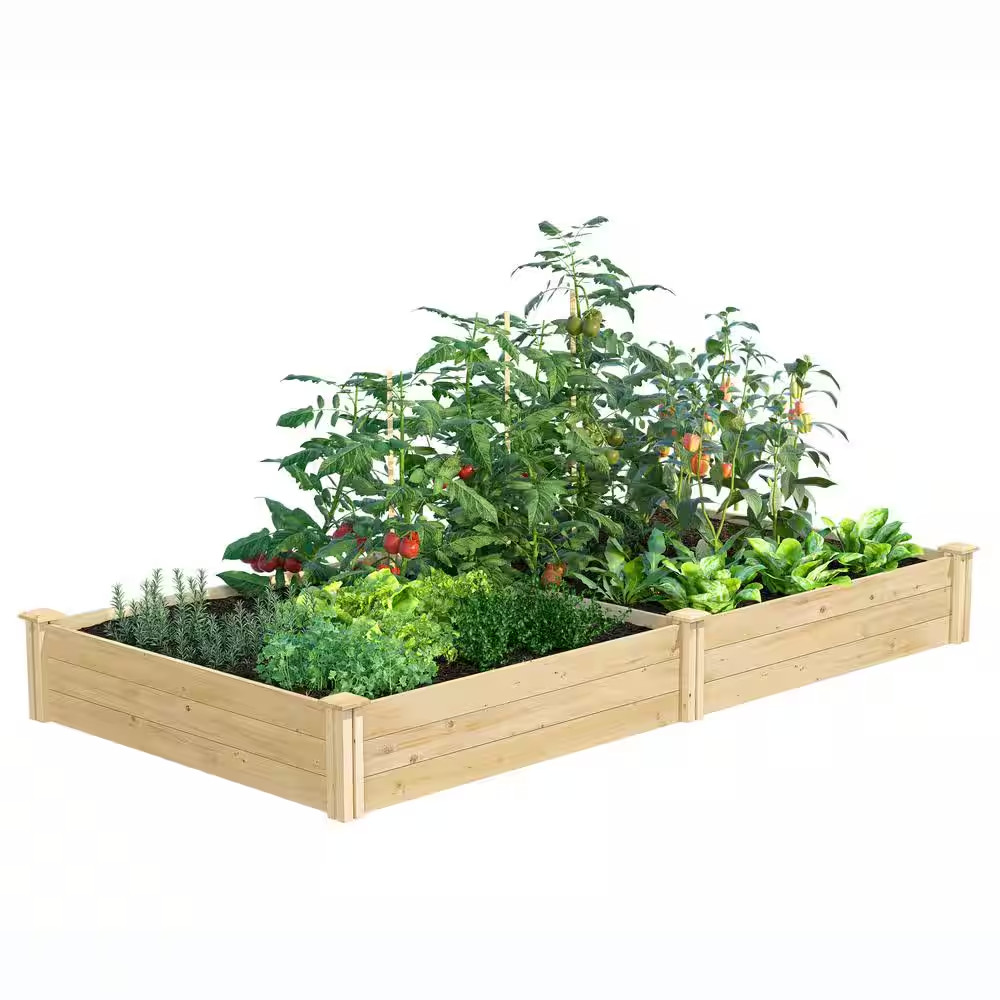 Premium Sanded Natural Cedar Wooden Rectangle Raised Garden Bed 3/4 In. Thick... gallery