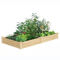 Premium Sanded Natural Cedar Wooden Rectangle Raised Garden Bed 3/4 In. Thick…