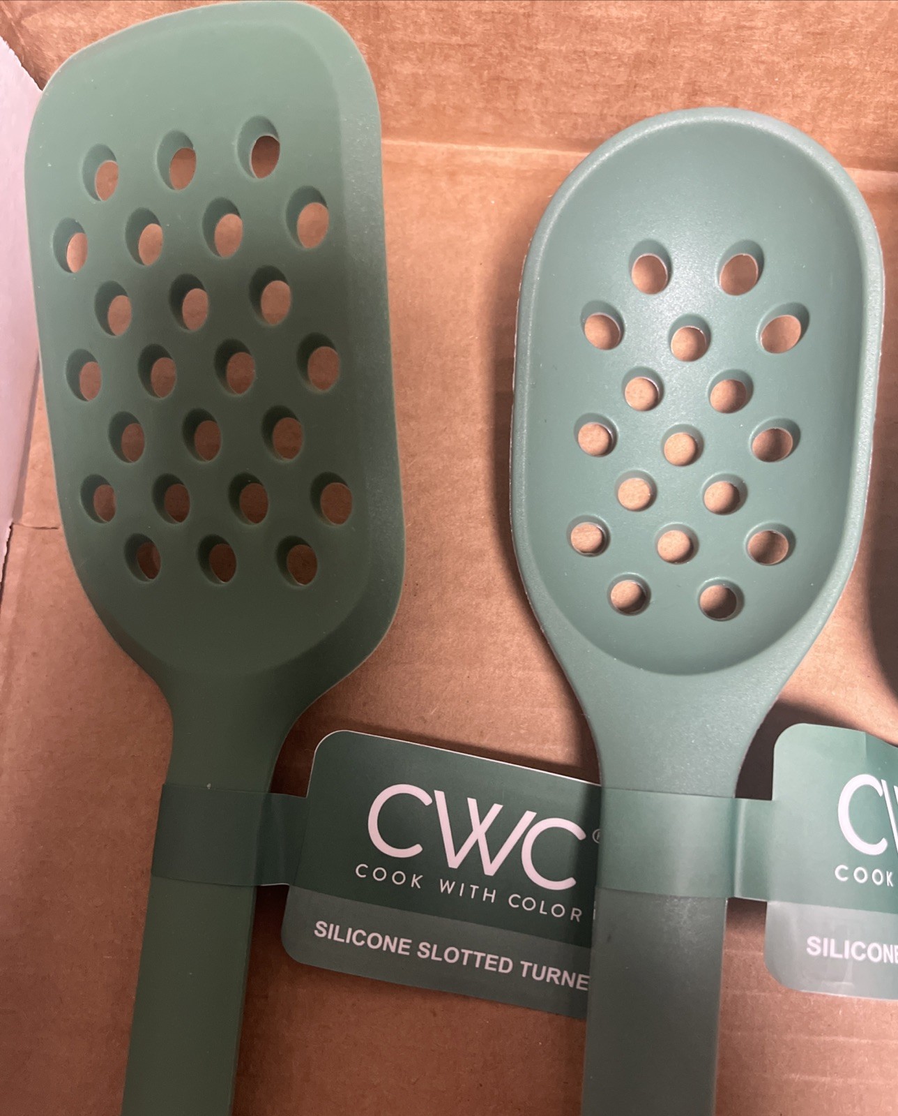 NWT 5 Pc Green Kitchen Silicone Utensils Spatula Turners Spoons Slotted Solid gallery