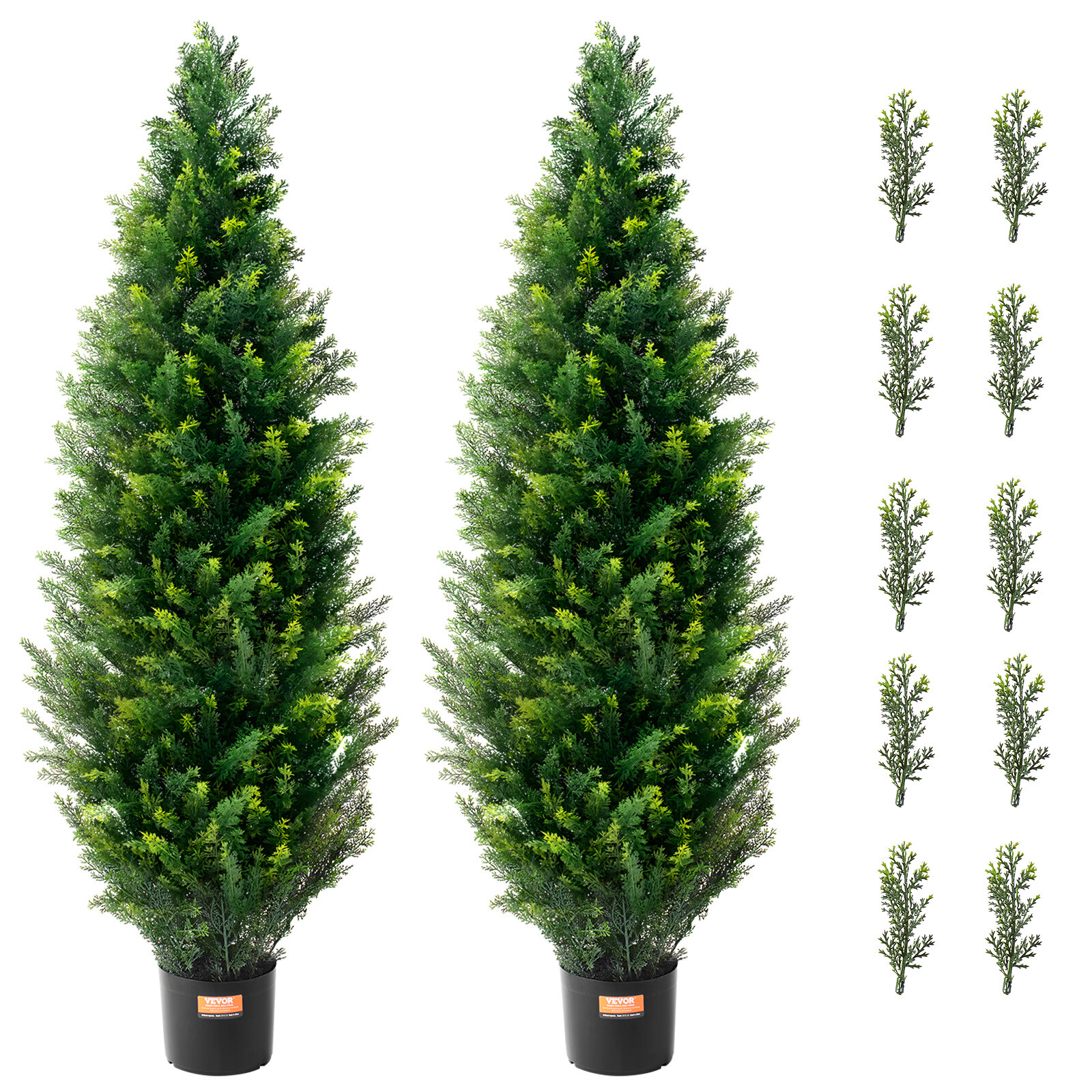 VEVOR 2 Pack 4' Artificial Cedar Topiary Tree Faux Plant UV Decor In/Outdoor gallery