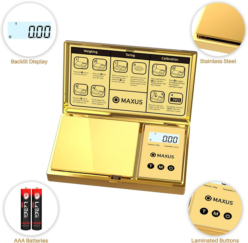 Balanza de gramos de Digitaces con capacidad de 200g x 0,01g, elegante plateada gallery
