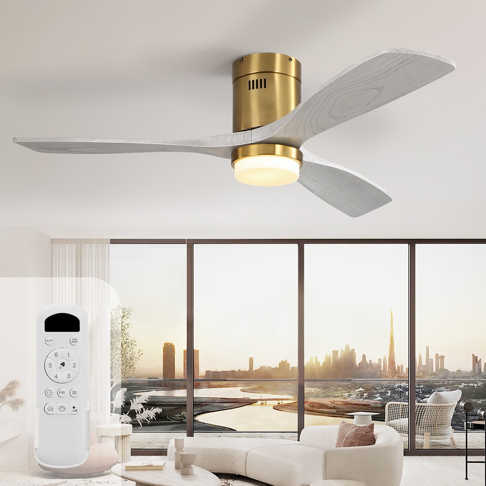 Sofucor Flush Mount Ceiling Fans with Light and Remote Bedroom Quiet Ceiling Fan