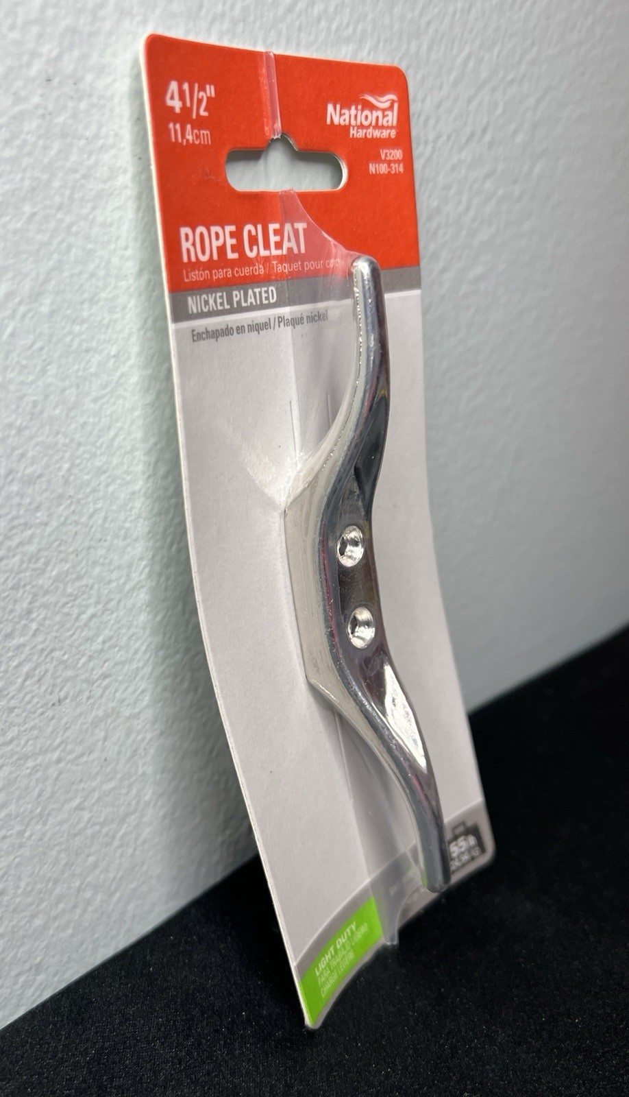 National Hardware Rope Cleat 4 1/2" Nickel Plated Light Duty 55 Lb Working Load gallery