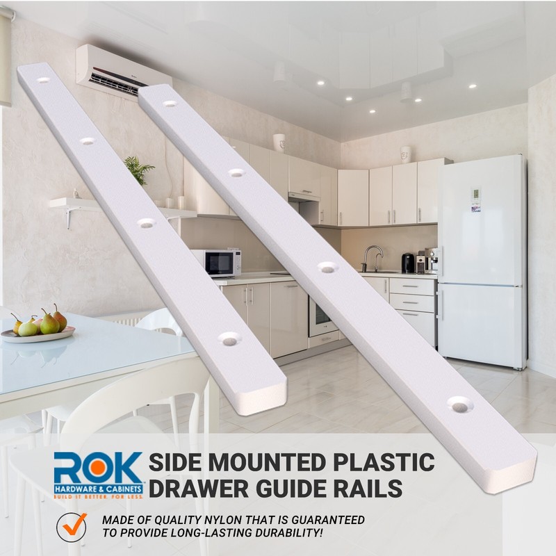 Plastic Drawer Rail 3/4" Extension Side Mounted White 11-1/4" gallery