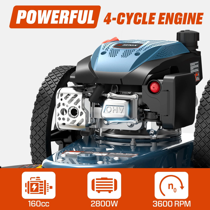 Walk Behind String Trimmer, 170cc 4-Cycle Gas Brush Hog Mower, 22 Inch Cutting gallery