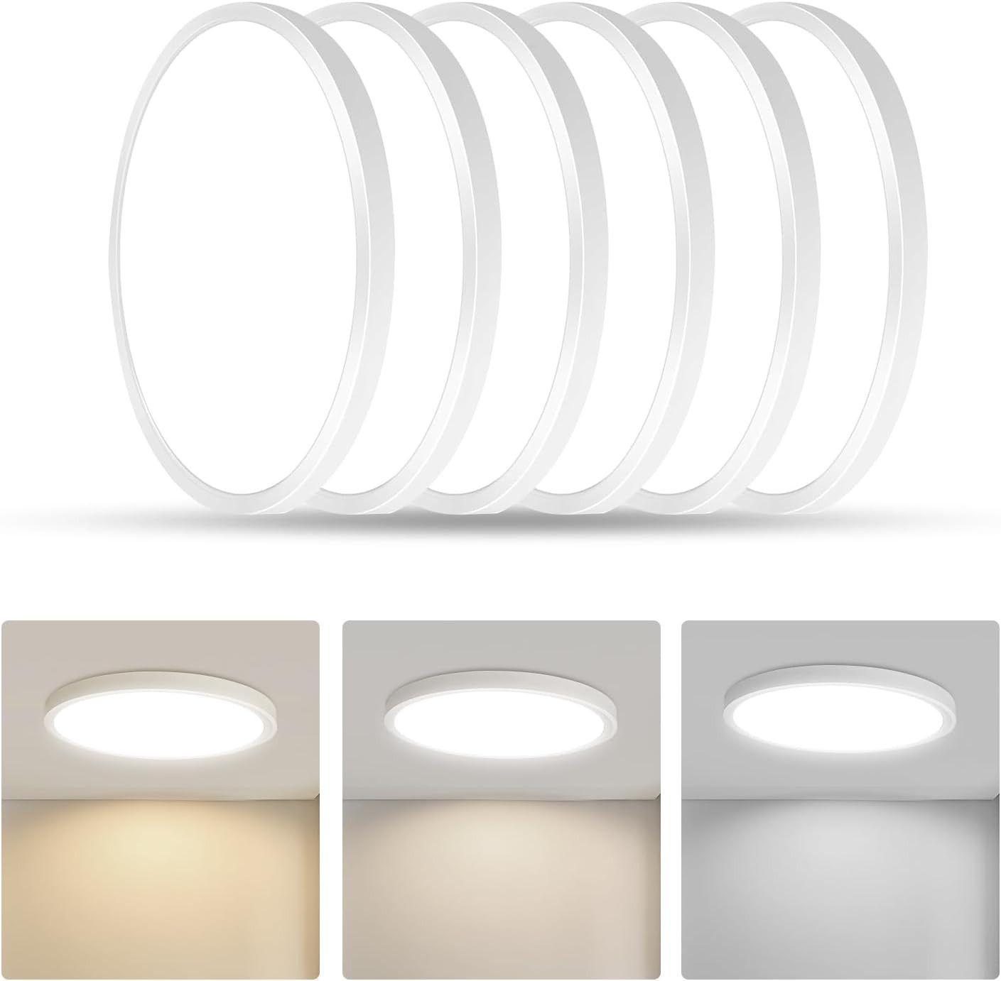 9 Inch LED Flush Mount Ceiling Light 6 Pack - 18W Ultra-Slim 3 Color Options gallery