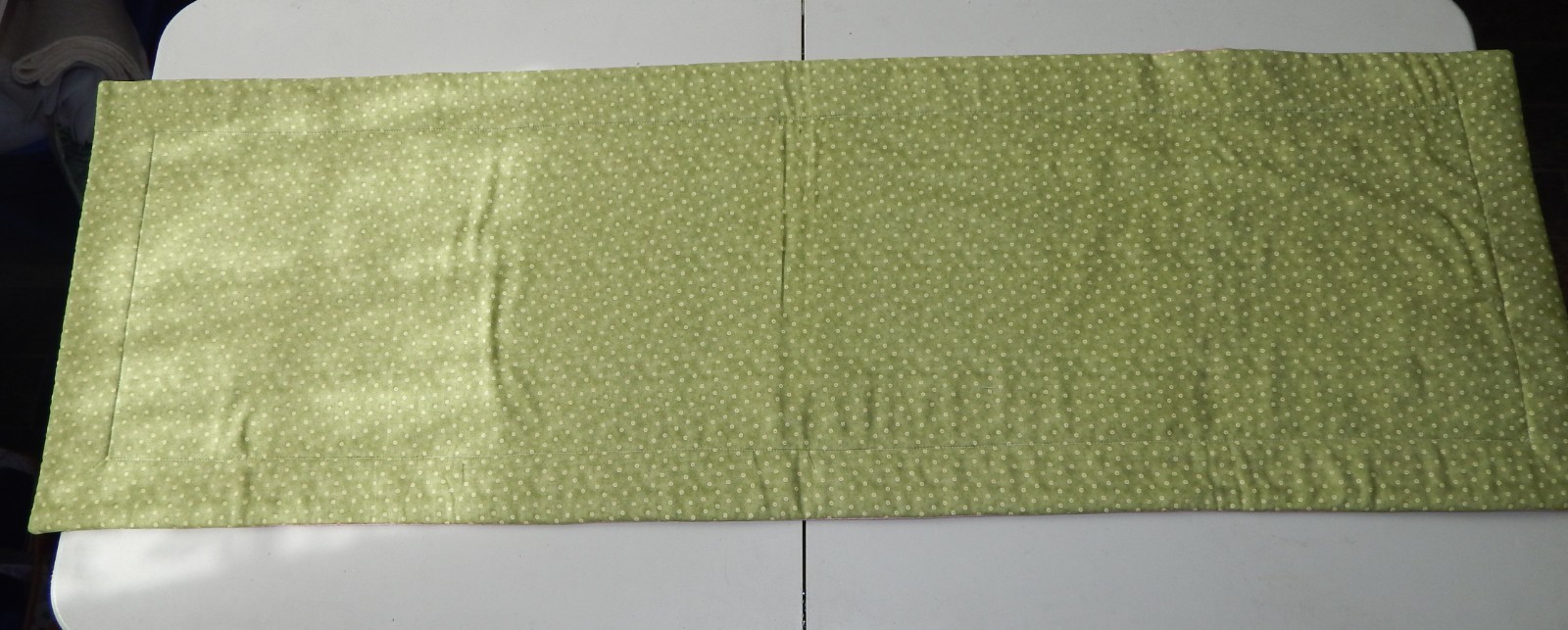 HANDCRAFTED REVERSIBLE QUILTED 42" SPRING CHICKS & FLOWERS PRINT" TABLERUNNER gallery