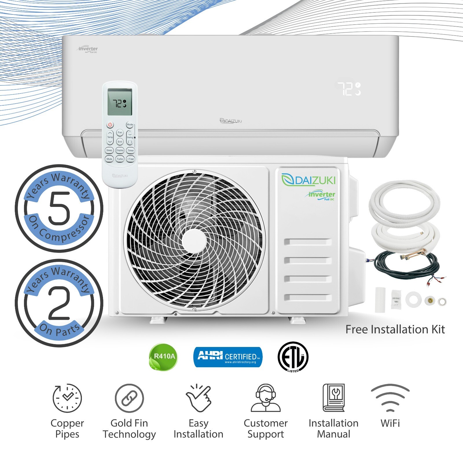 9000 BTU Air Conditioner Mini Split 19 SEER2 INVERTER AC Ductless Heat Pump 110V gallery