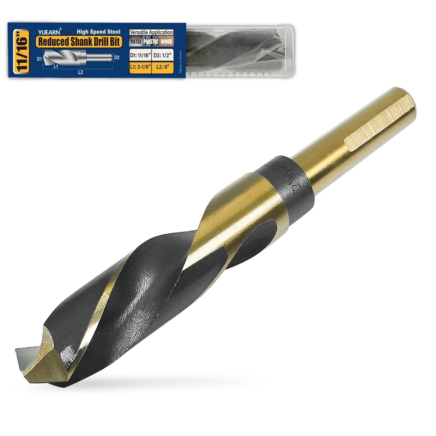 11/16 Inch Drill Bit - Reduced Shank HSS 4241 High Speed Steel for Metal & Steel gallery