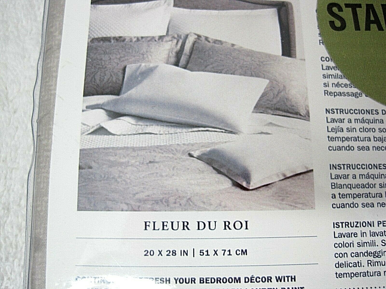 MIP NEW Ralph Lauren Fleur Du Roi Standard Sham Grey Gray Silver 100 % Cotton gallery