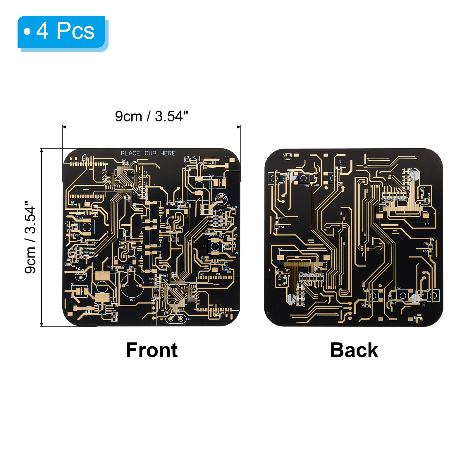 4pcs Coasters PCB Circuit Board Coasters FR-4 Drink Bar Coasters Black gallery