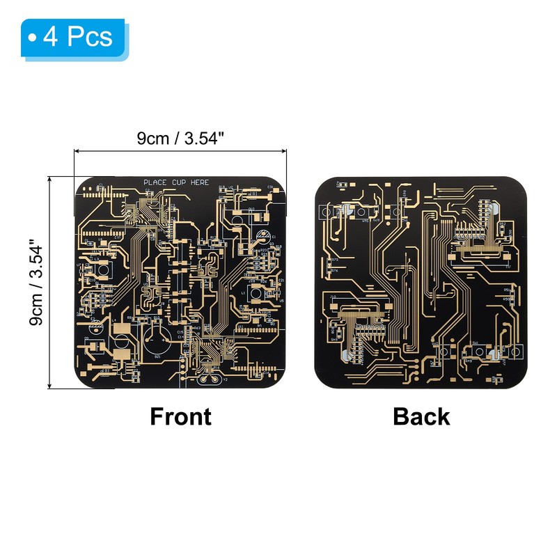 4pcs Coasters PCB Circuit Board Coasters FR-4 Drink Bar Coasters Black gallery