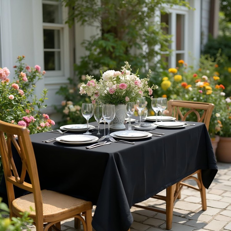 Rectangle Tablecloth - 60 x 84 Inch - Stain and Wrinkle Resistant Washable Po... gallery