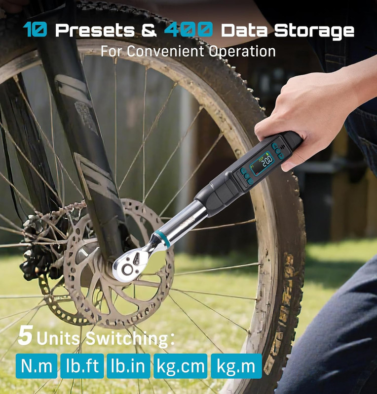 3/8" Digital Torque Wrench, ±2% Accuracy, 0–220 N·M/0–162 Ft-Lbs, LCD Display, R gallery